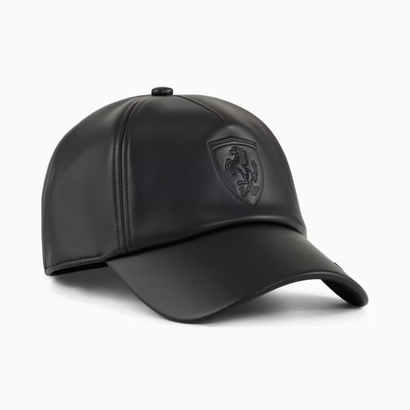 Puma x Scuderia Ferrari Premium Baseball Cap Black Faux Leather Lined Size M